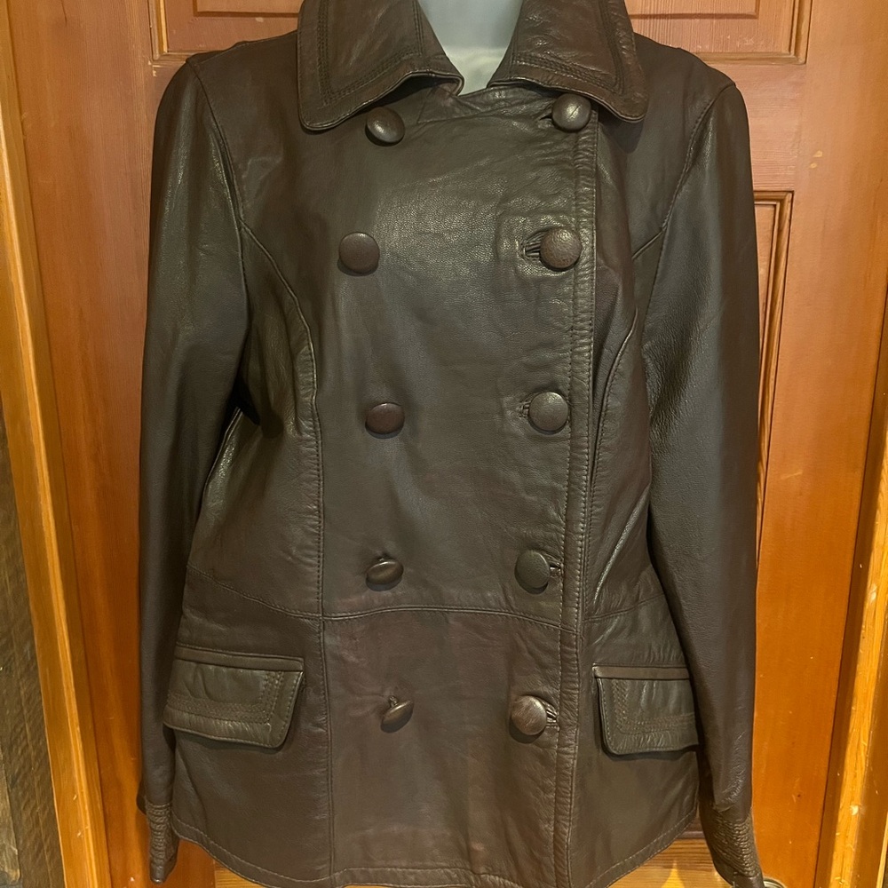 Ruff Hewn Women's Dark Brown Pea Coat - Picture 1 of 7